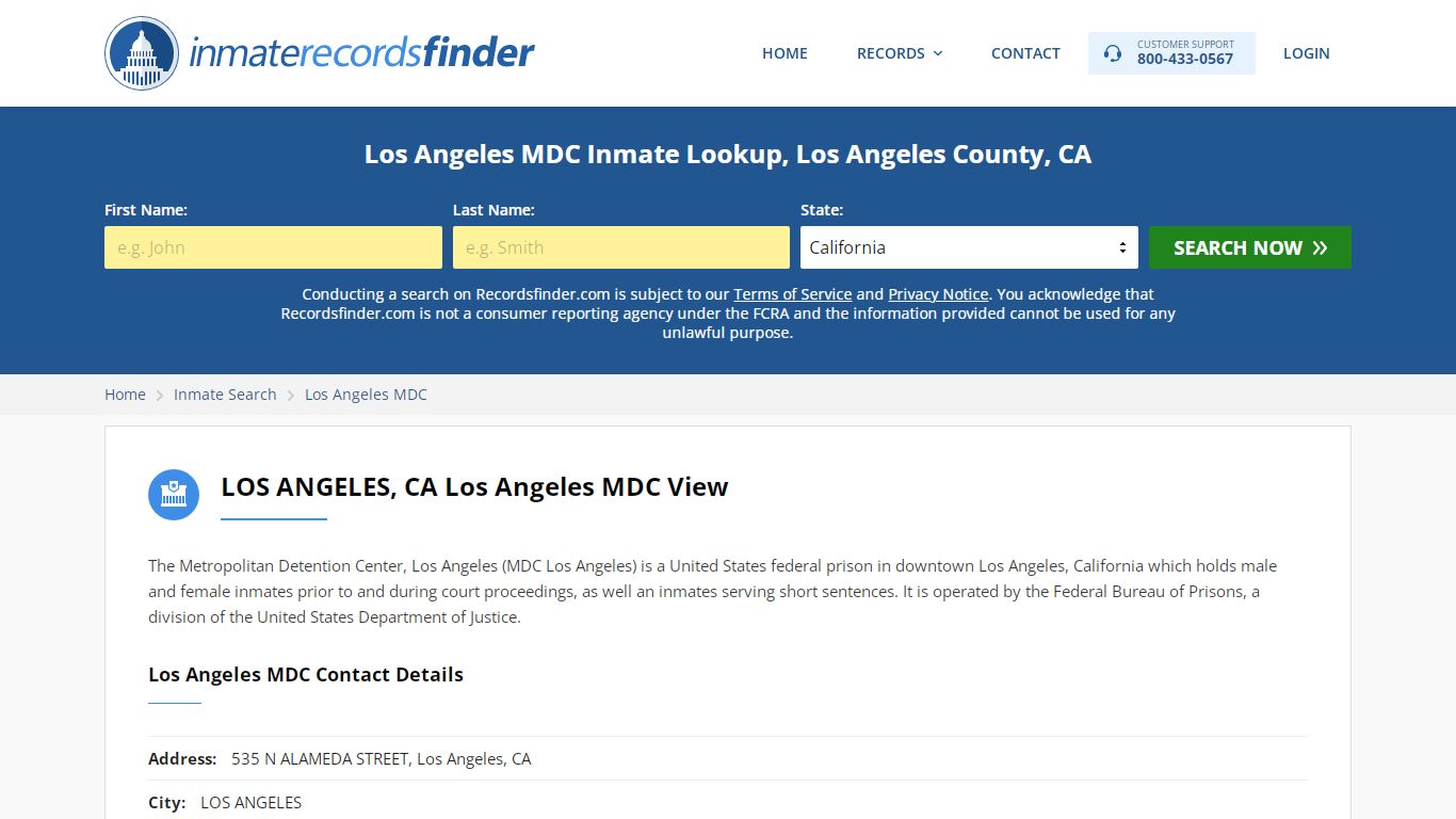 Los Angeles MDC Roster & Inmate Search, Los Angeles County, CA ...